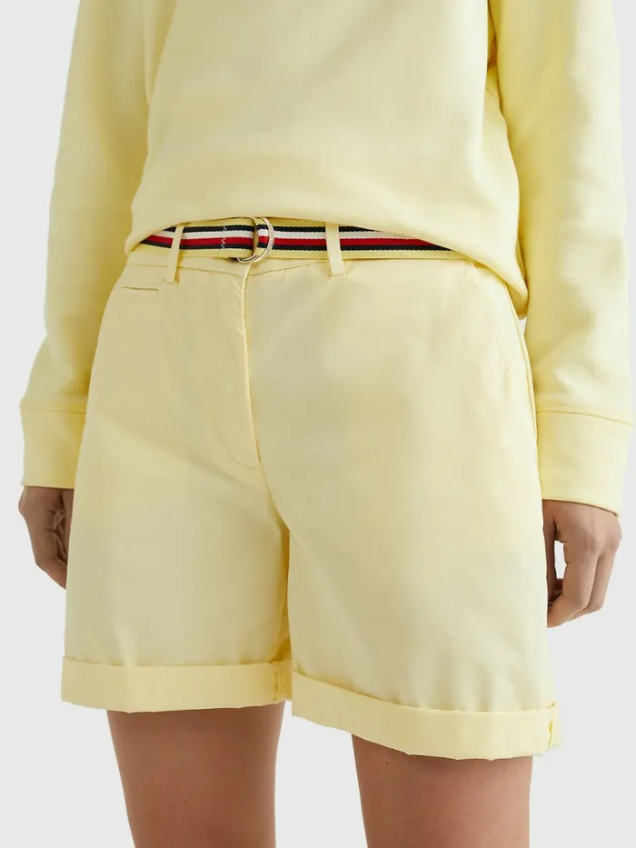 Tommy Hilfiger Mid Rise Chino Shorts Lemon Twist Womens Shorts Gift Ideas