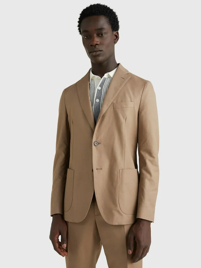 Tommy Hilfiger Military Canvas Blazer Beige Mens Blazers