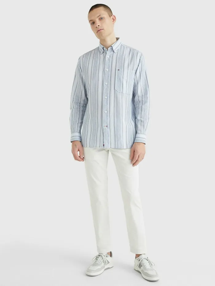 Tommy Hilfiger Mixed Stripe Oxford Shirt Daybreak BlueMulti Mens Shirts Popular