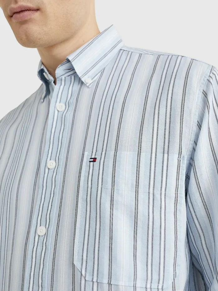 Tommy Hilfiger Mixed Stripe Oxford Shirt Daybreak BlueMulti Mens Shirts Popular