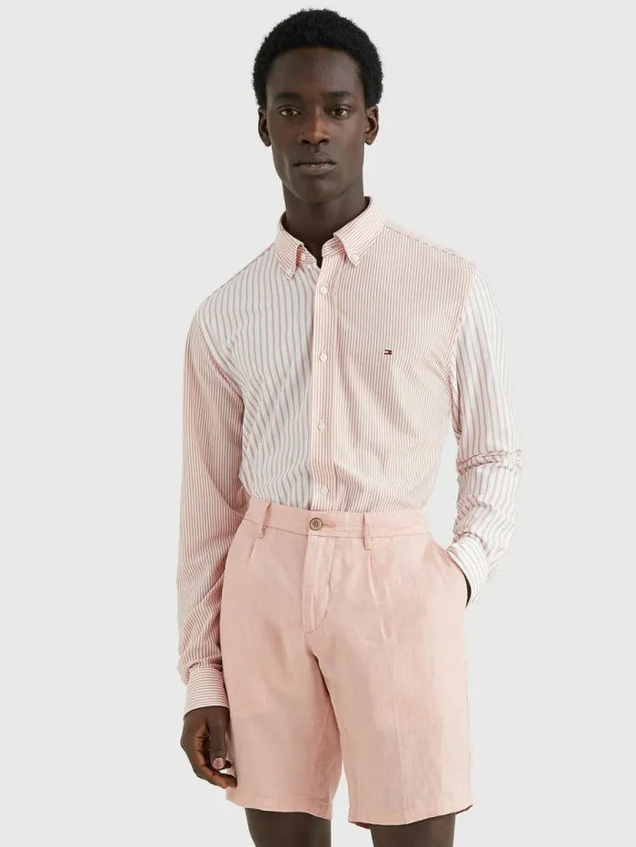Tommy Hilfiger Mixed Stripe Regular Fit Shirt WhiteGuava Mens Shirts Near Me