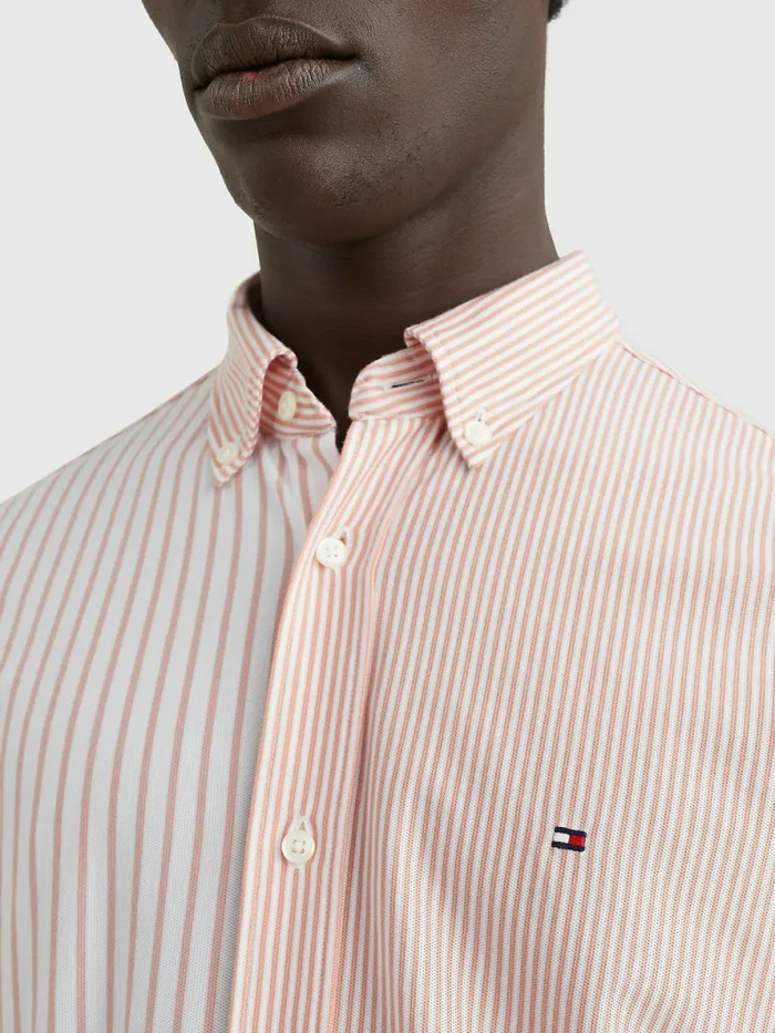 Tommy Hilfiger Mixed Stripe Regular Fit Shirt WhiteGuava Mens Shirts Near Me