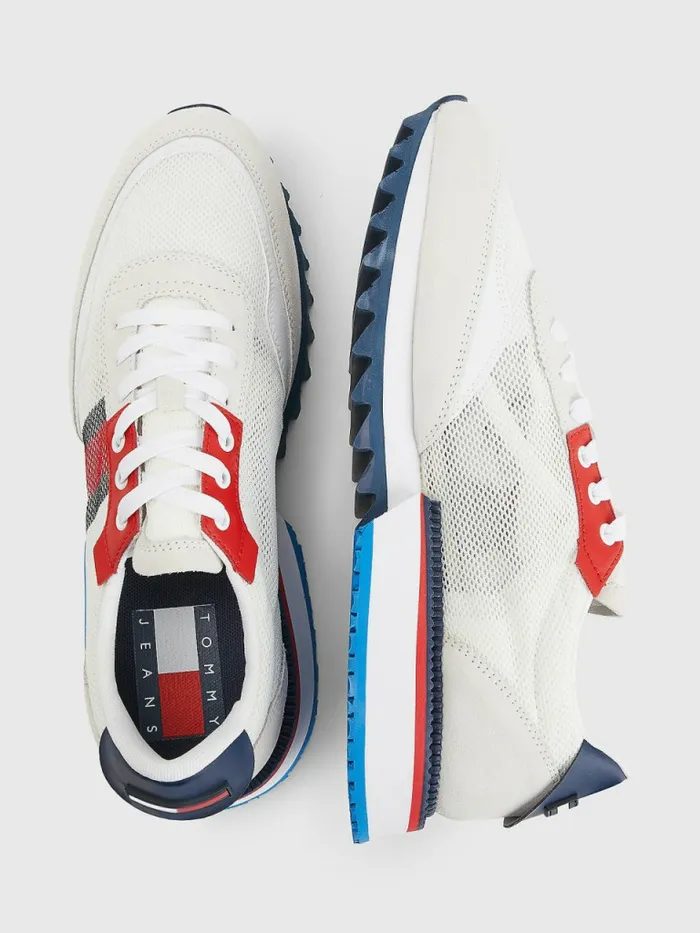 Tommy Hilfiger Mixed Texture Cleat Trainers White Mens Sandals Sliders and Flip Flops Gift 4 You