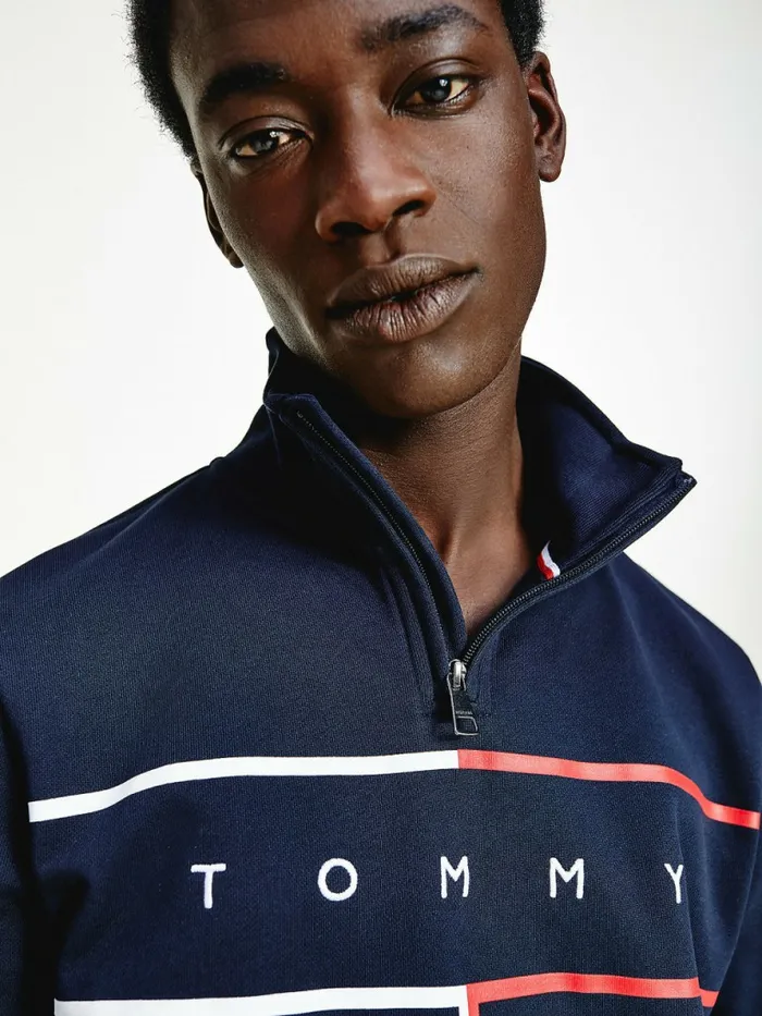 Tommy Hilfiger Mock Turtleneck Sweatshirt Desert Sky Mens Sweatshirts and Hoodies Gift 4 You