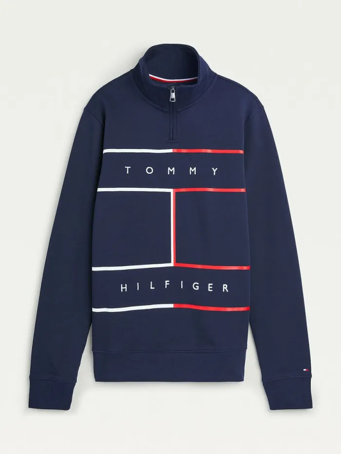 Tommy Hilfiger Mock Turtleneck Sweatshirt Desert Sky Mens Sweatshirts and Hoodies Gift 4 You