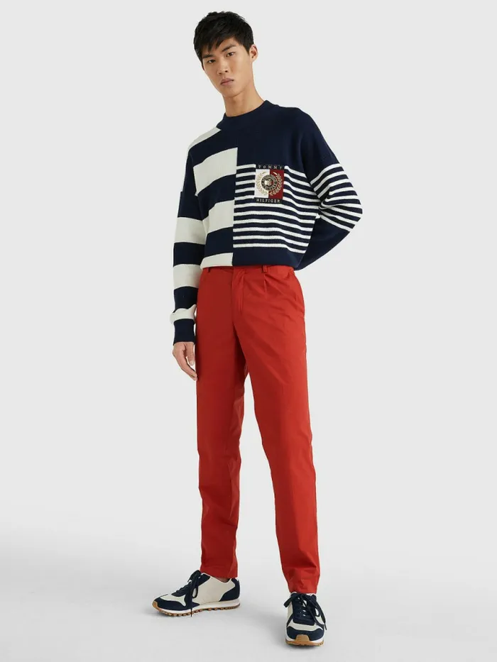 Tommy Hilfiger Modern Relaxed Fit Poplin Chinos Cinnabar Red Mens Trousers