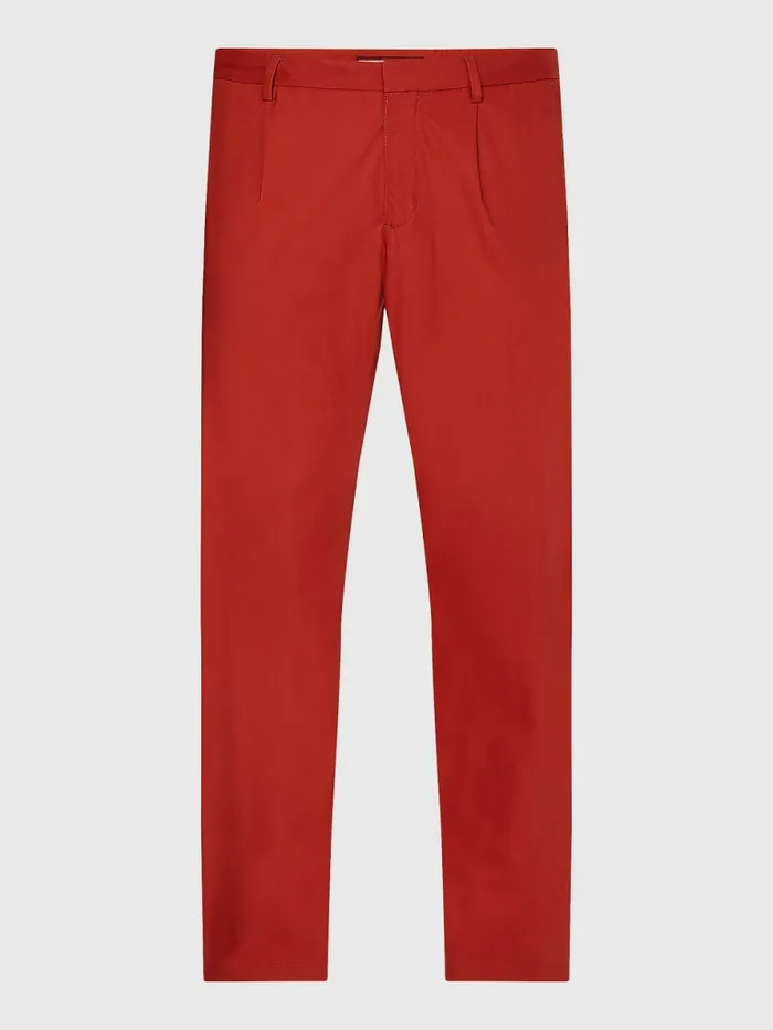 Tommy Hilfiger Modern Relaxed Fit Poplin Chinos Cinnabar Red Mens Trousers