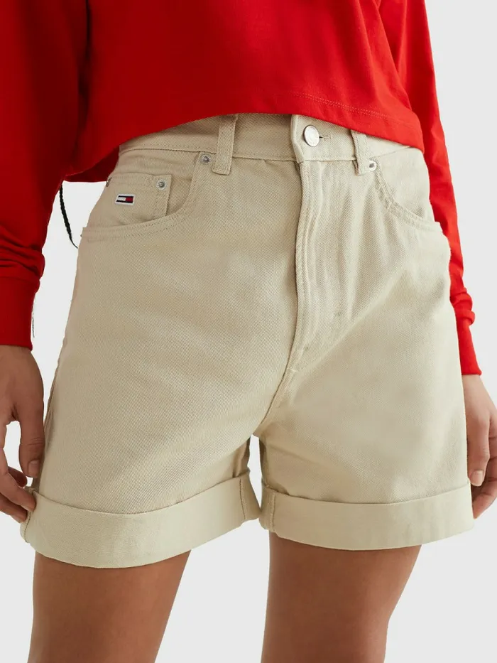 Tommy Hilfiger Mom Fit Denim Shorts Savannah Sand Womens Shorts Sale