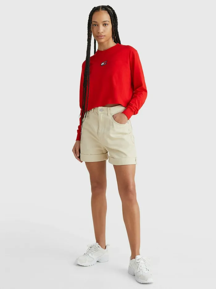 Tommy Hilfiger Mom Fit Denim Shorts Savannah Sand Womens Shorts Sale