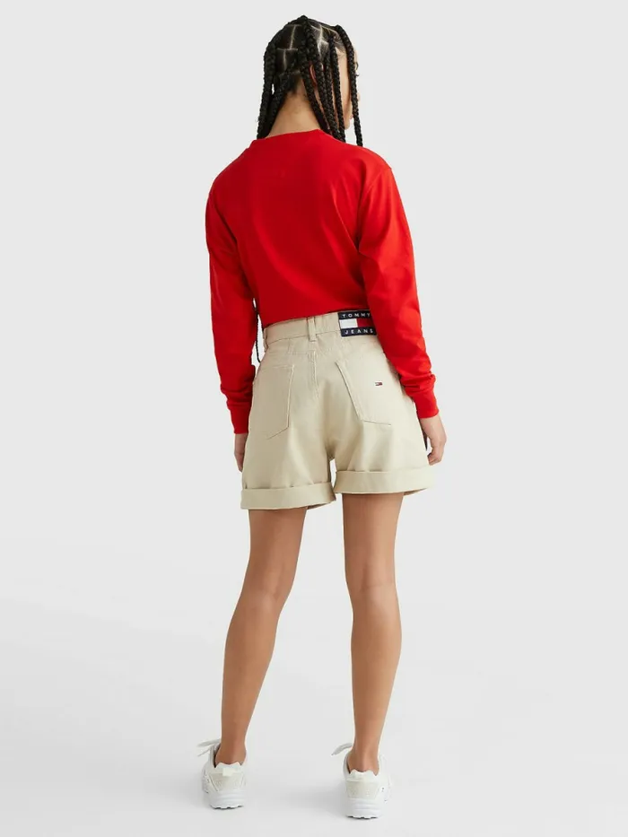 Tommy Hilfiger Mom Fit Denim Shorts Savannah Sand Womens Shorts Sale