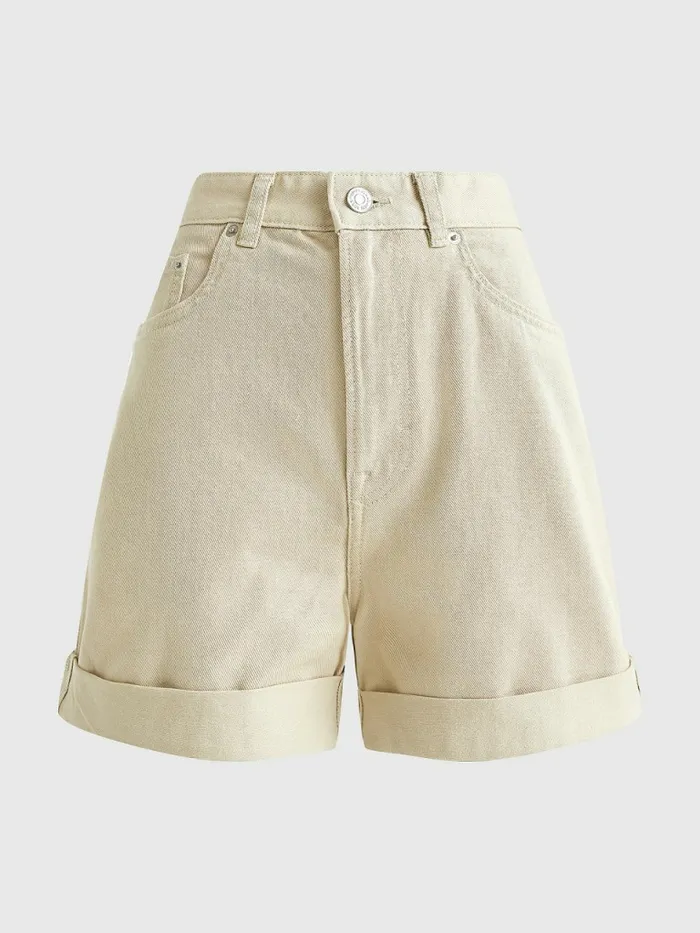 Tommy Hilfiger Mom Fit Denim Shorts Savannah Sand Womens Shorts Sale