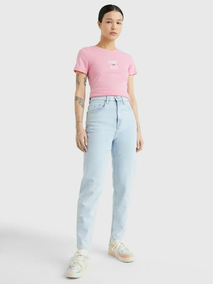 Tommy Hilfiger Mom Ultra High Rise Tapered Jeans Denim Light Womens Jeans Fashion