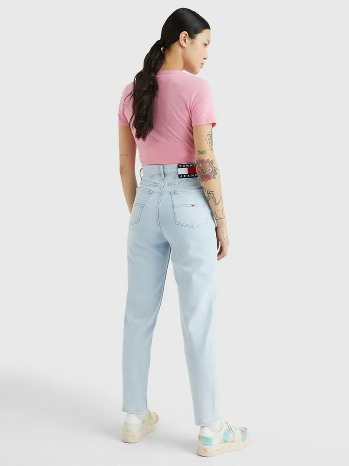 Tommy Hilfiger Mom Ultra High Rise Tapered Jeans Denim Light Womens Jeans Fashion