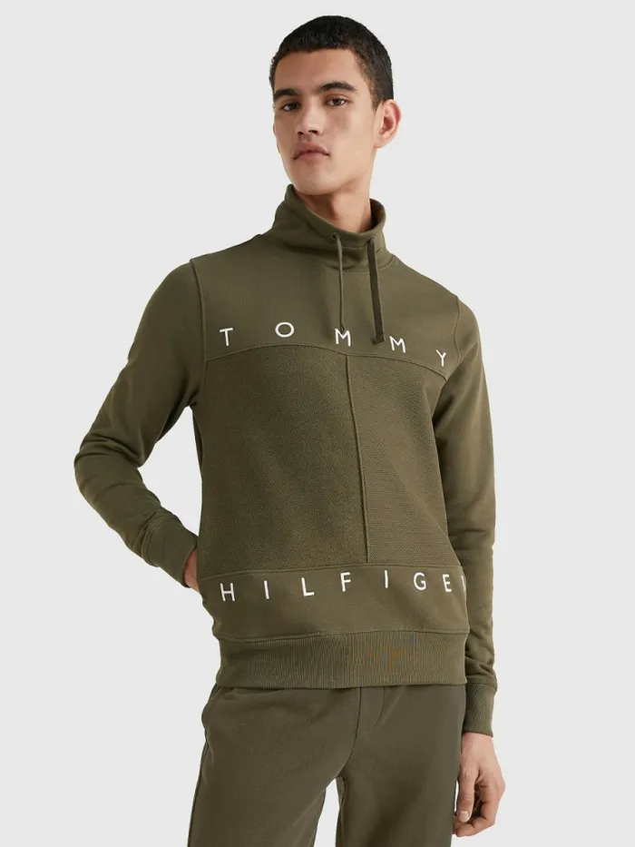 Tommy Hilfiger Mono Flag Mock Turtleneck Sweatshirt Army Green Mens Sweatshirts and Hoodies On Sale Tommy Hilfiger Mono Flag Mock Turtleneck Sweatshirt Army Green Mens Sweatshirts and Hoodies On Sale