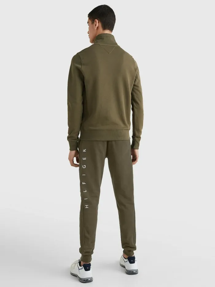 Tommy Hilfiger Mono Flag Mock Turtleneck Sweatshirt Army Green Mens Sweatshirts and Hoodies On Sale