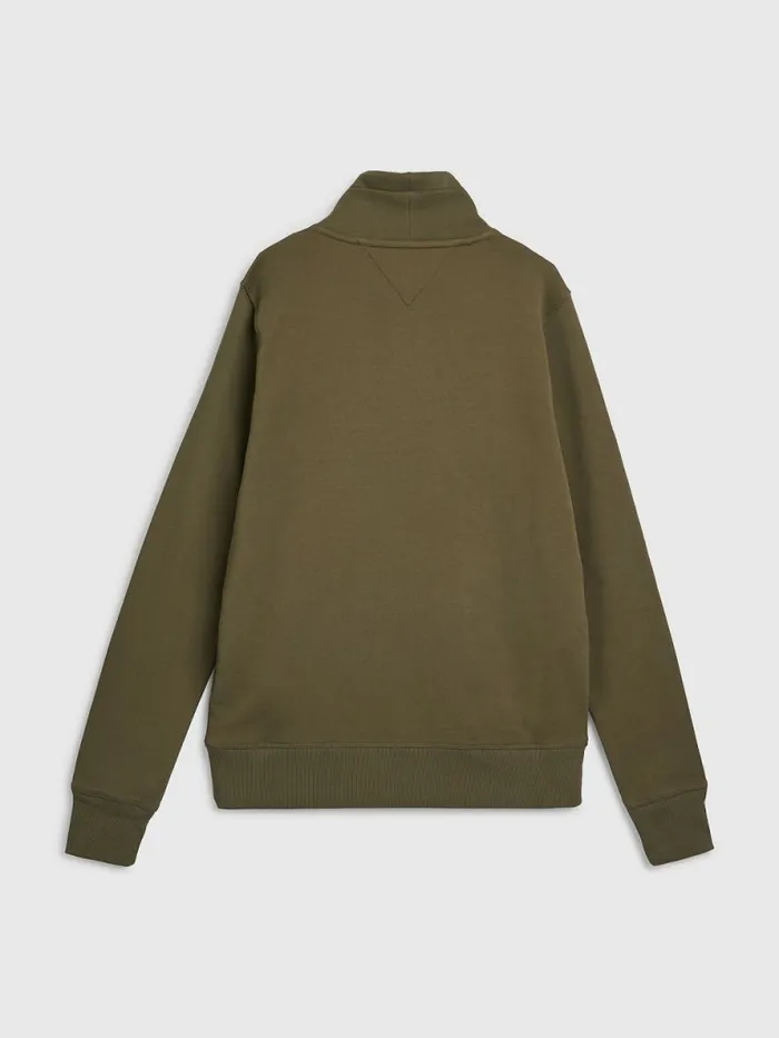 Tommy Hilfiger Mono Flag Mock Turtleneck Sweatshirt Army Green Mens Sweatshirts and Hoodies On Sale