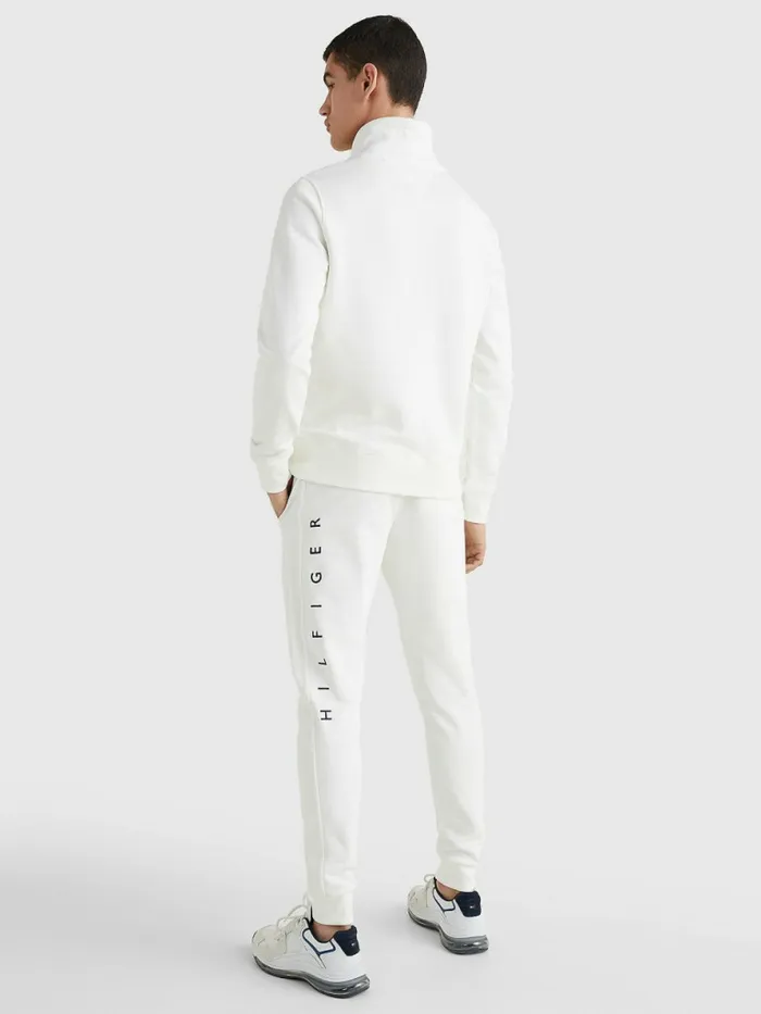 Tommy Hilfiger Mono Flag Mock Turtleneck Sweatshirt Ecru Mens Tracksuits Gift 4 You