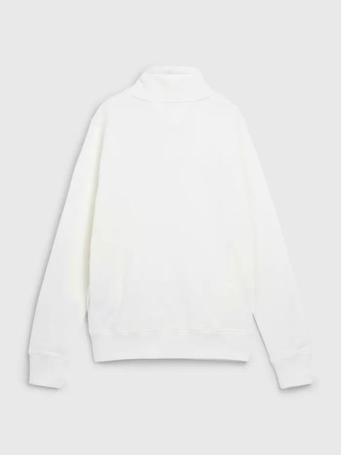 Tommy Hilfiger Mono Flag Mock Turtleneck Sweatshirt Ecru Mens Tracksuits Gift 4 You