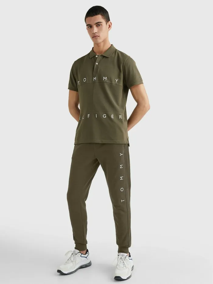 Tommy Hilfiger Mono Flag Polo Army Green Mens Polo Shirts Online