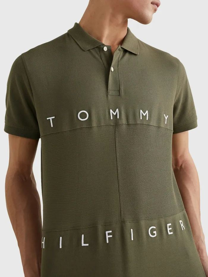 Tommy Hilfiger Mono Flag Polo Army Green Mens Polo Shirts Online