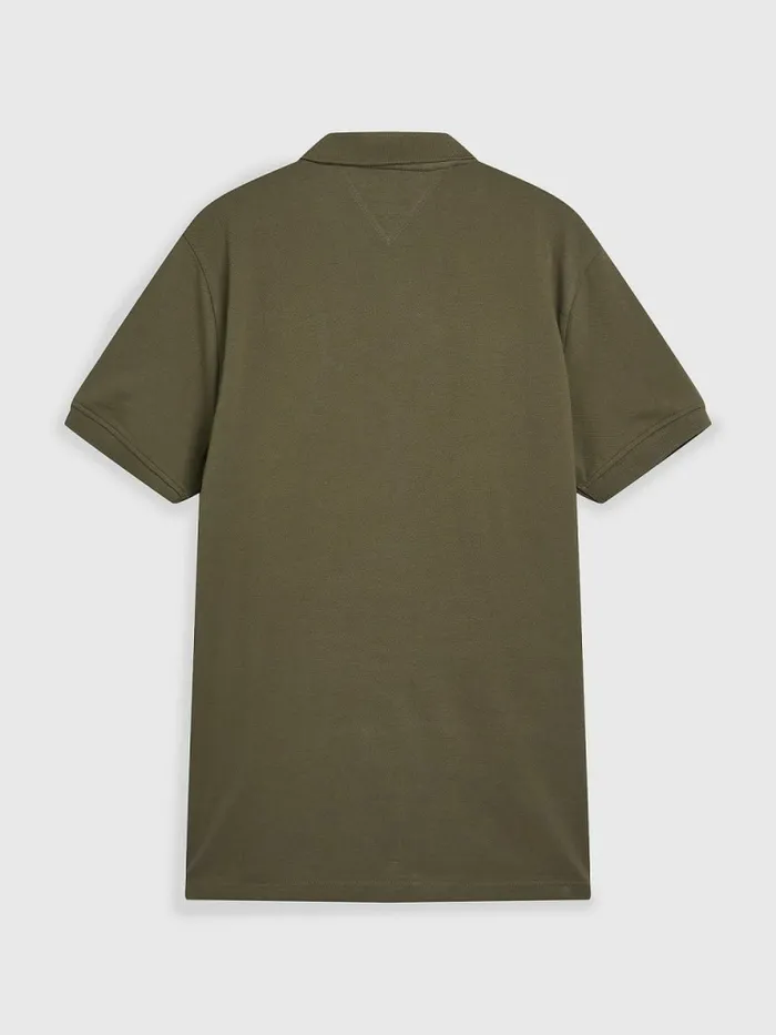 Tommy Hilfiger Mono Flag Polo Army Green Mens Polo Shirts Online