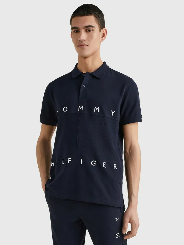 Tommy Hilfiger Mono Flag Polo Desert Sky Mens Polo Shirts Sale