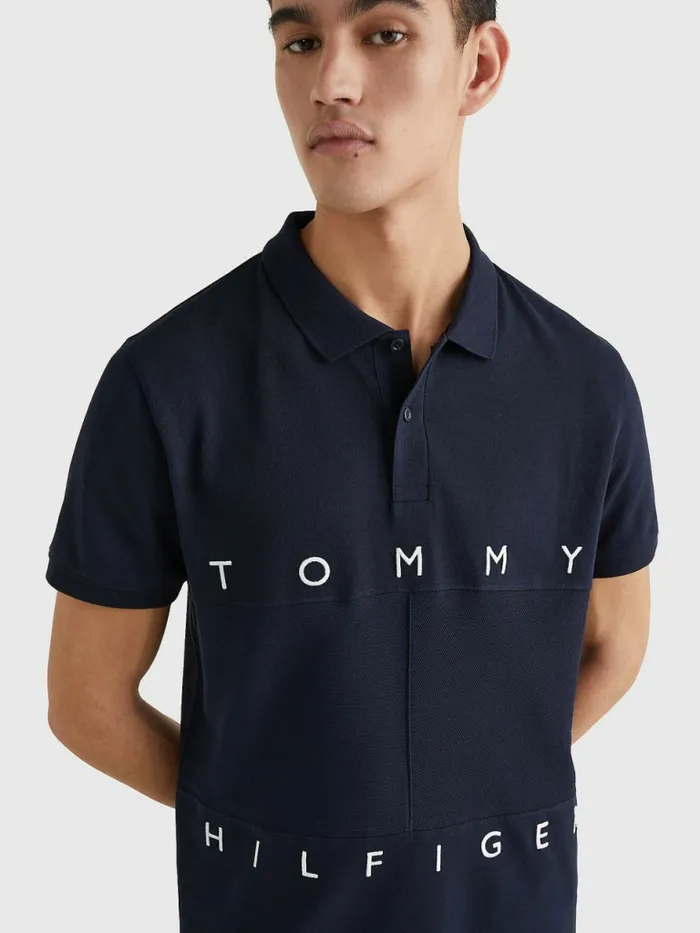 Tommy Hilfiger Mono Flag Polo Desert Sky Mens Polo Shirts Sale