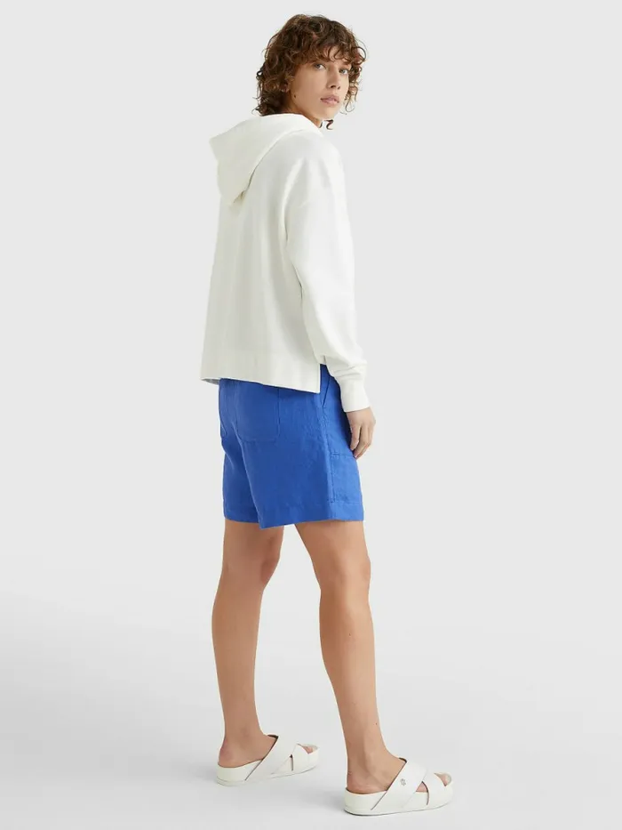 Tommy Hilfiger Monogram Appliqu Relaxed Fit Hoody Ecru Womens Sweatshirts and Hoodies For Sale
