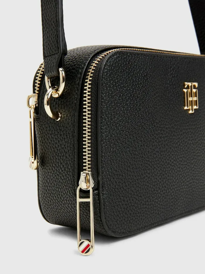 Tommy Hilfiger Monogram Camera Bag Black Womens Bags Gift for Friend