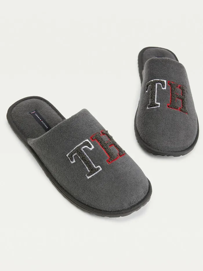 Tommy Hilfiger Monogram Home Slippers Dark Ash Mens Casual Shoes Fashion