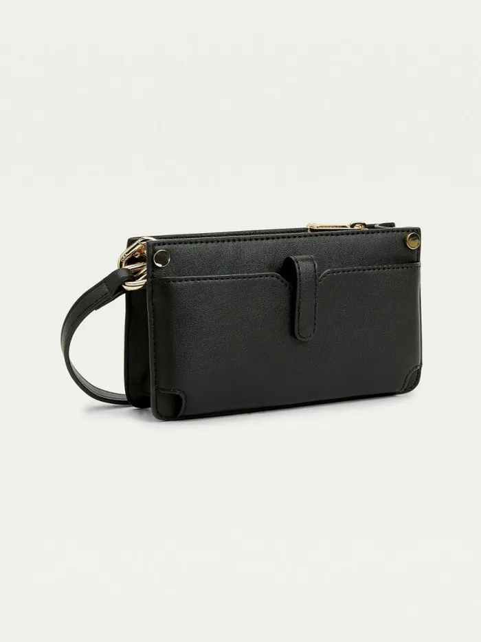 Tommy Hilfiger Monogram Lock Small Crossover Bag Black Womens Bags Gift for Friend