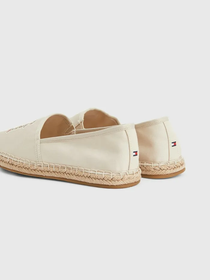 Tommy Hilfiger Monogram Logo Espadrilles Classic Beige Womens Flat Shoes Sale