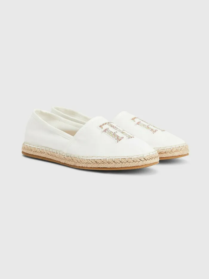 Tommy Hilfiger Monogram Logo Espadrilles Ecru Womens Trainers For Sale