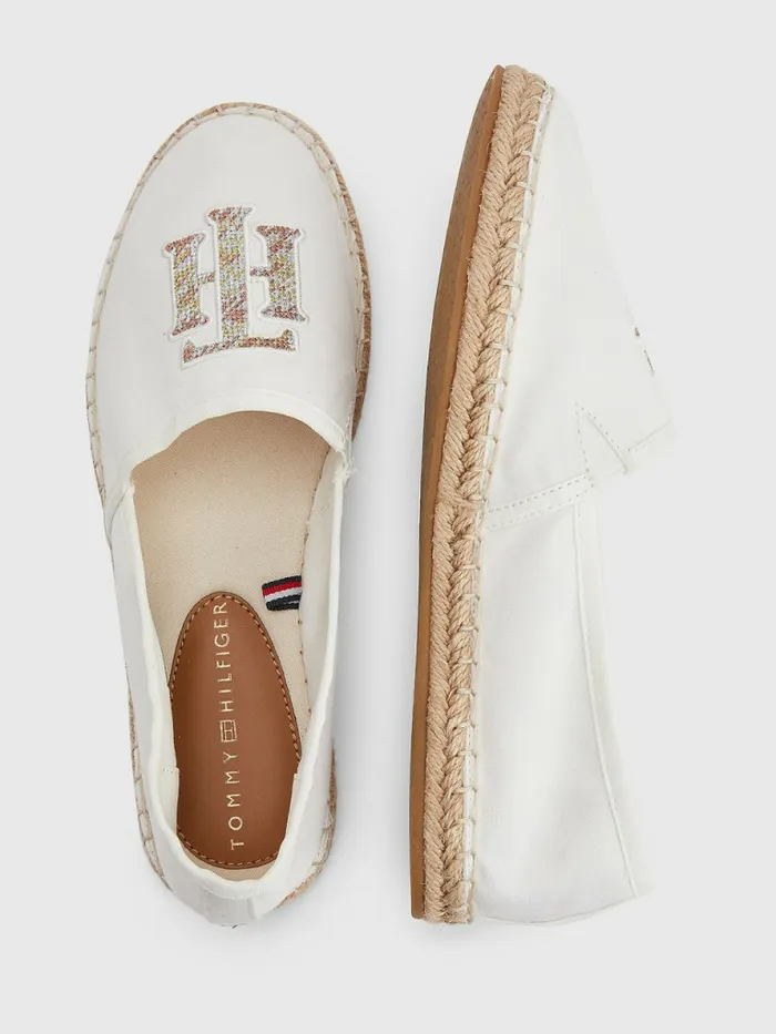 Tommy Hilfiger Monogram Logo Espadrilles Ecru Womens Trainers For Sale