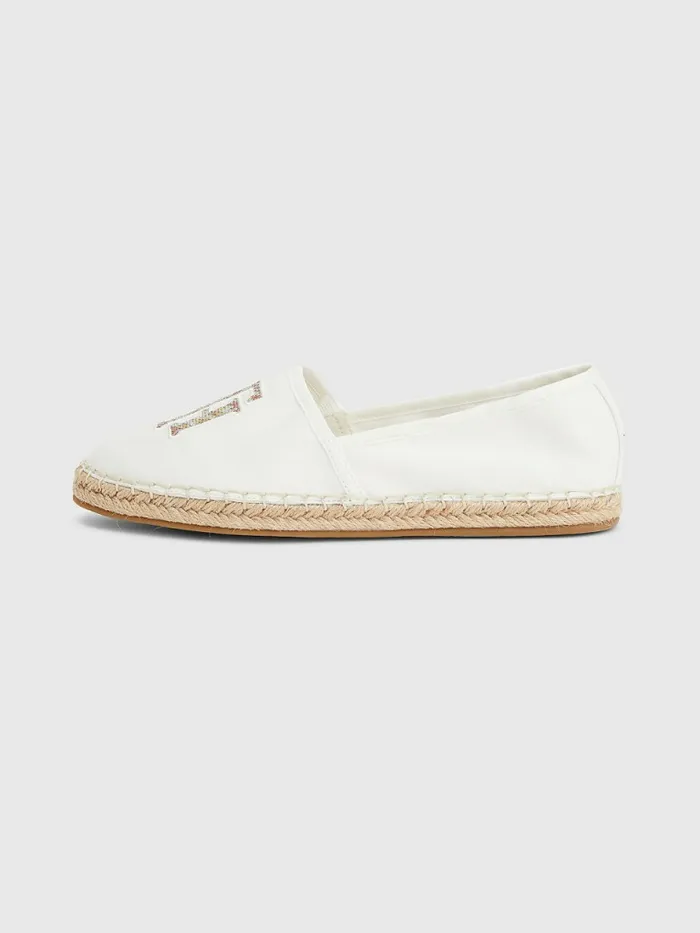 Tommy Hilfiger Monogram Logo Espadrilles Ecru Womens Trainers For Sale