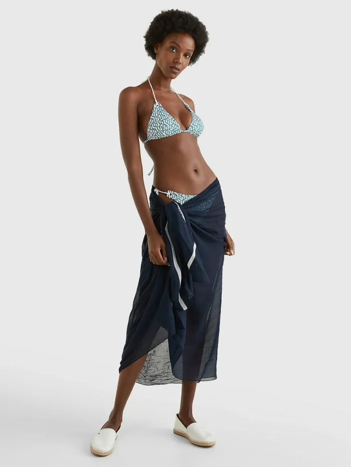 Tommy Hilfiger Monogram Print Triangle Bikini Top Hilfiger Aop Monogram Green Womens Swimwear Near Me