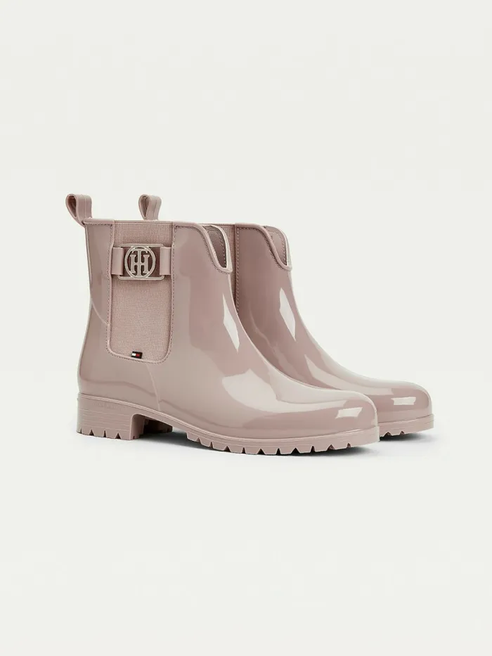 Tommy Hilfiger Monogram Rain Boots Desert Mauve Womens Boots Gift Ideas