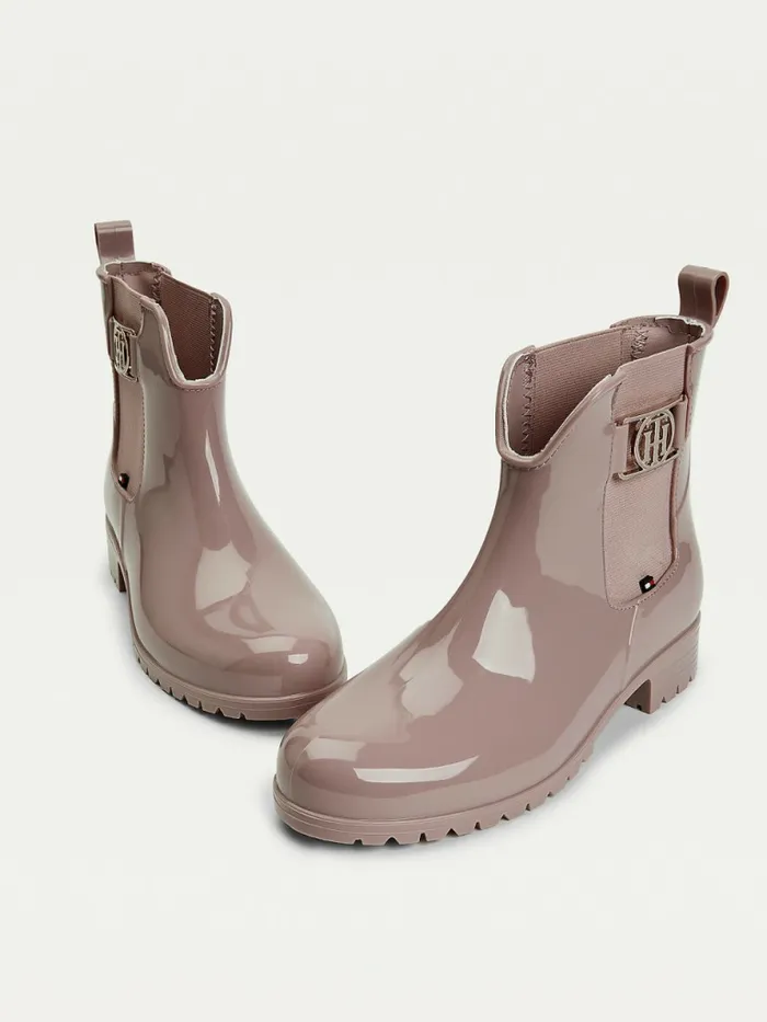 Tommy Hilfiger Monogram Rain Boots Desert Mauve Womens Boots Gift Ideas