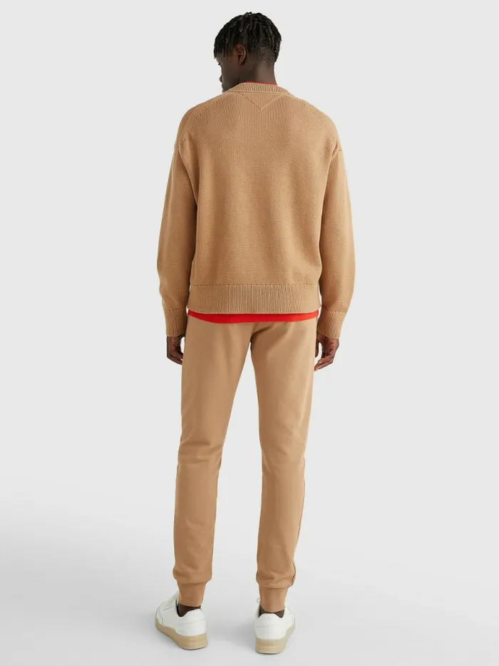 Tommy Hilfiger Motion Flag Crew Neck Jumper Basket Brown Mens Knitwear Near Me