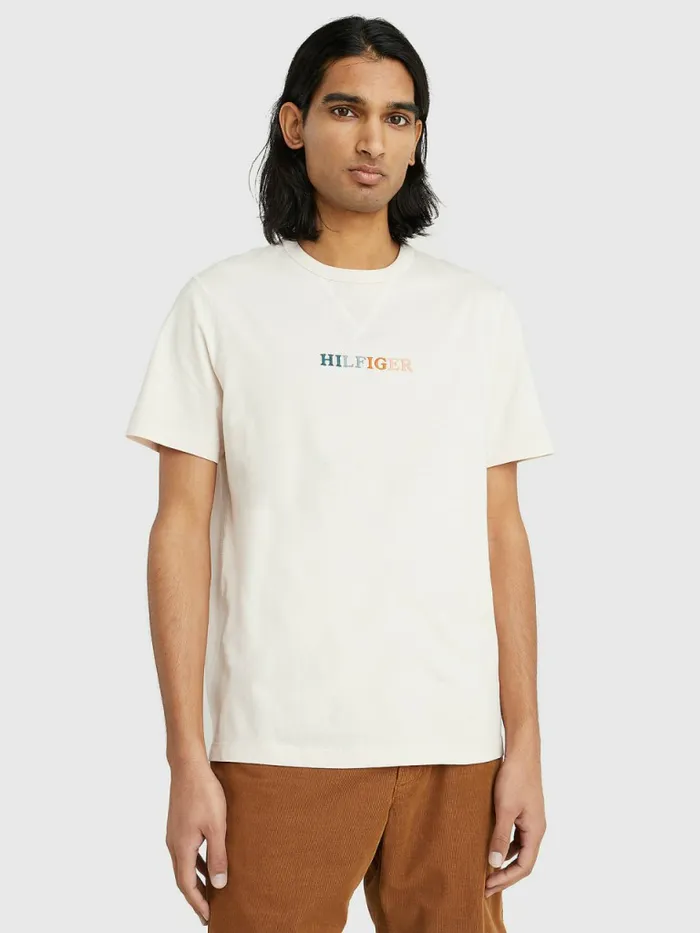 Tommy Hilfiger Multicolour Logo Embroidery TShirt Feather White Mens TShirts Online Tommy Hilfiger Multicolour Logo Embroidery TShirt Feather White Mens TShirts Online