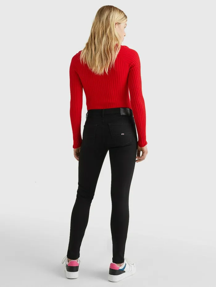 Tommy Hilfiger Nora Mid Rise Skinny Fit Black Jeans Staten Black Stretch Womens Essentials On Sale