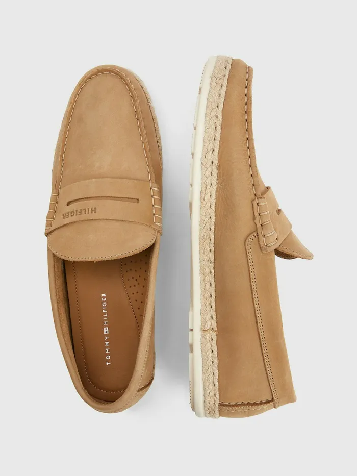 Tommy Hilfiger Nubuck Espadrille Moccasins Classic Khaki Mens Casual Shoes For Sale