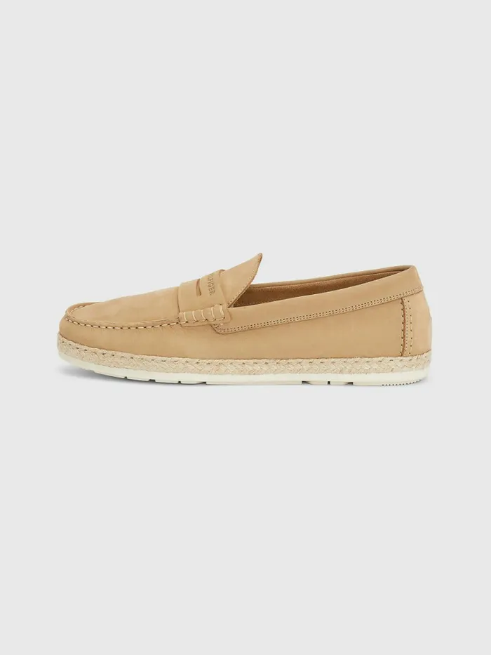 Tommy Hilfiger Nubuck Espadrille Moccasins Classic Khaki Mens Casual Shoes For Sale