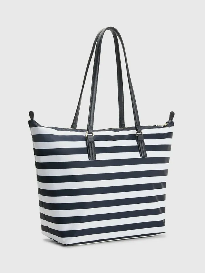 Tommy Hilfiger Nylon Stripe Tote Navy Blue Stripes Womens Bags Gift for Friend
