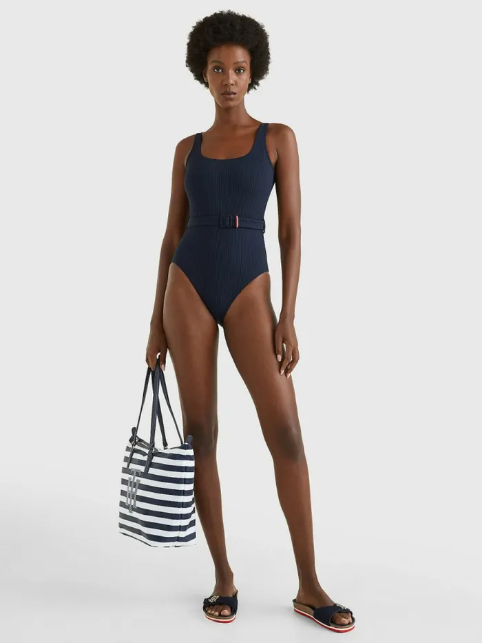 Tommy Hilfiger Nylon Stripe Tote Navy Blue Stripes Womens Bags Gift for Friend