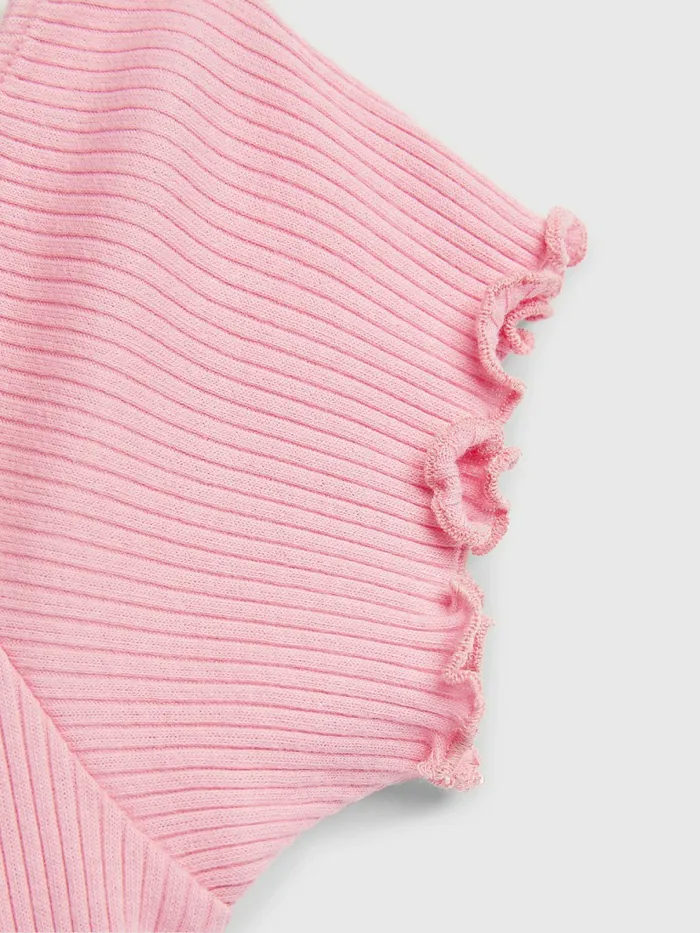 Tommy Hilfiger Off The Shoulder RibKnit TShirt Fresh Pink Girls Tops and TShirts Gift for Friend