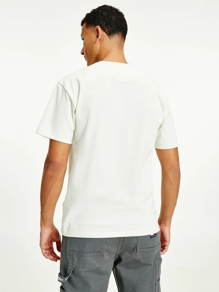 Tommy Hilfiger Organic Cotton Badge TShirt Ivory Mens TShirts Sale