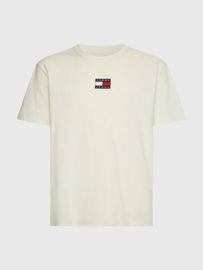 Tommy Hilfiger Organic Cotton Badge TShirt Ivory Mens TShirts Sale