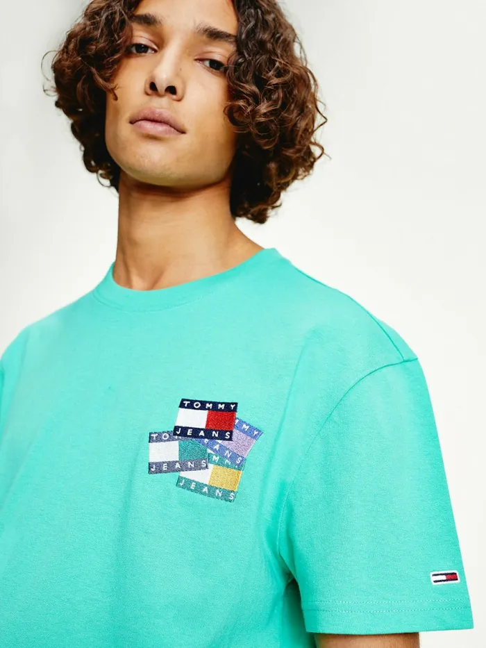 Tommy Hilfiger Organic Cotton Badge TShirt Tropic Palm Mens TShirts Gift for Friend