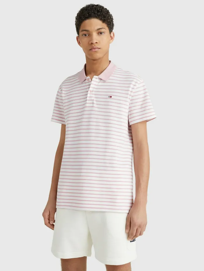 Tommy Hilfiger Organic Cotton Contrast Collar Polo Broadway Pink Mens Polo Shirts For Sale Tommy Hilfiger Organic Cotton Contrast Collar Polo Broadway Pink Mens Polo Shirts For Sale